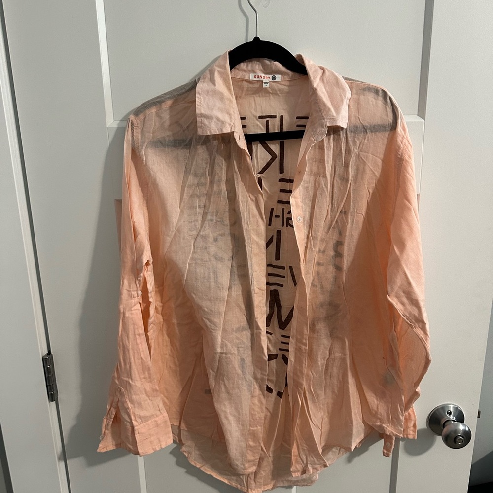 Sundry Peach Sheer Men's Casual Shirt